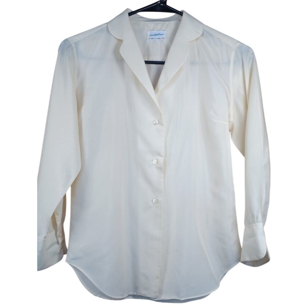 Vtg Saks Fifth Avenue TDS The Designer Salon Ivory Silk Satin Blouse Size 8